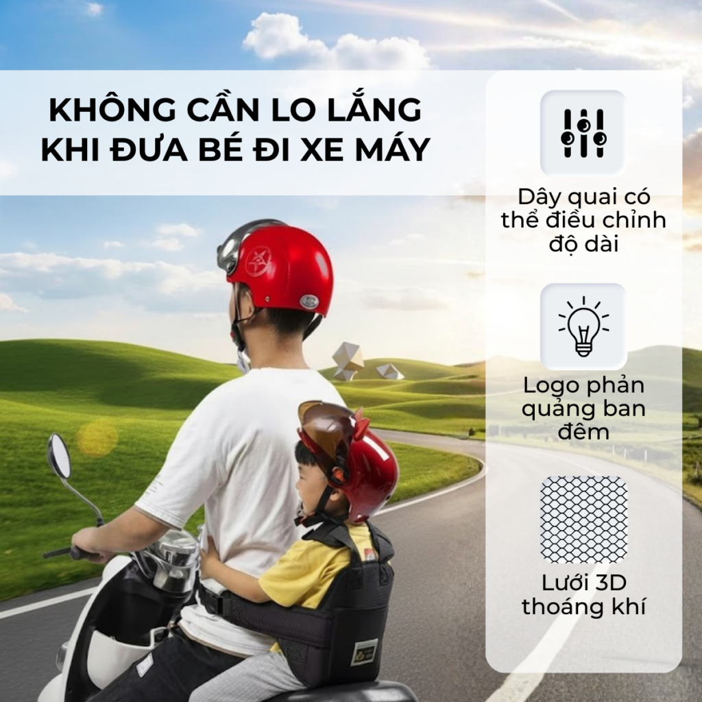 Đai đi xe máy cho bé – giải pháp giúp ba mẹ chủ động bảo vệ con