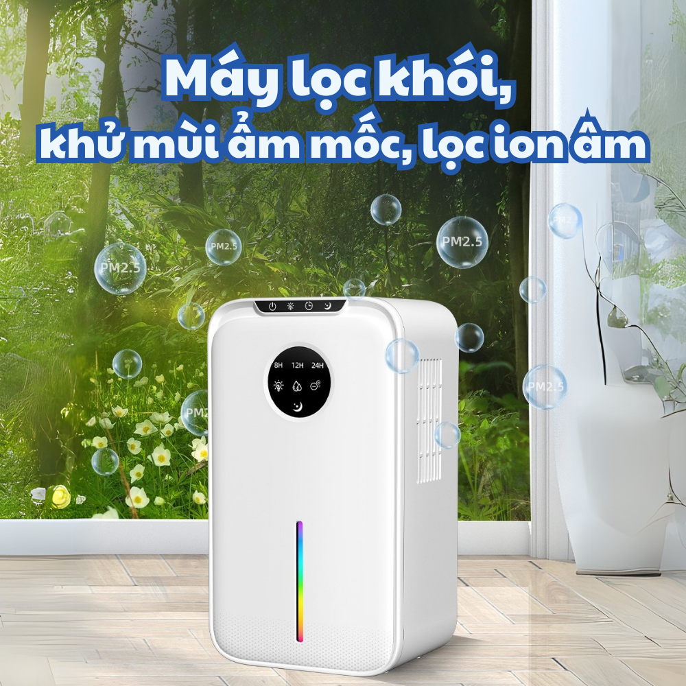 Máy Hút Ẩm & Lọc Không Khí 2,5L Ngăn Ngừa Bụi Mịn, Hạn Chế Nấm Mốc