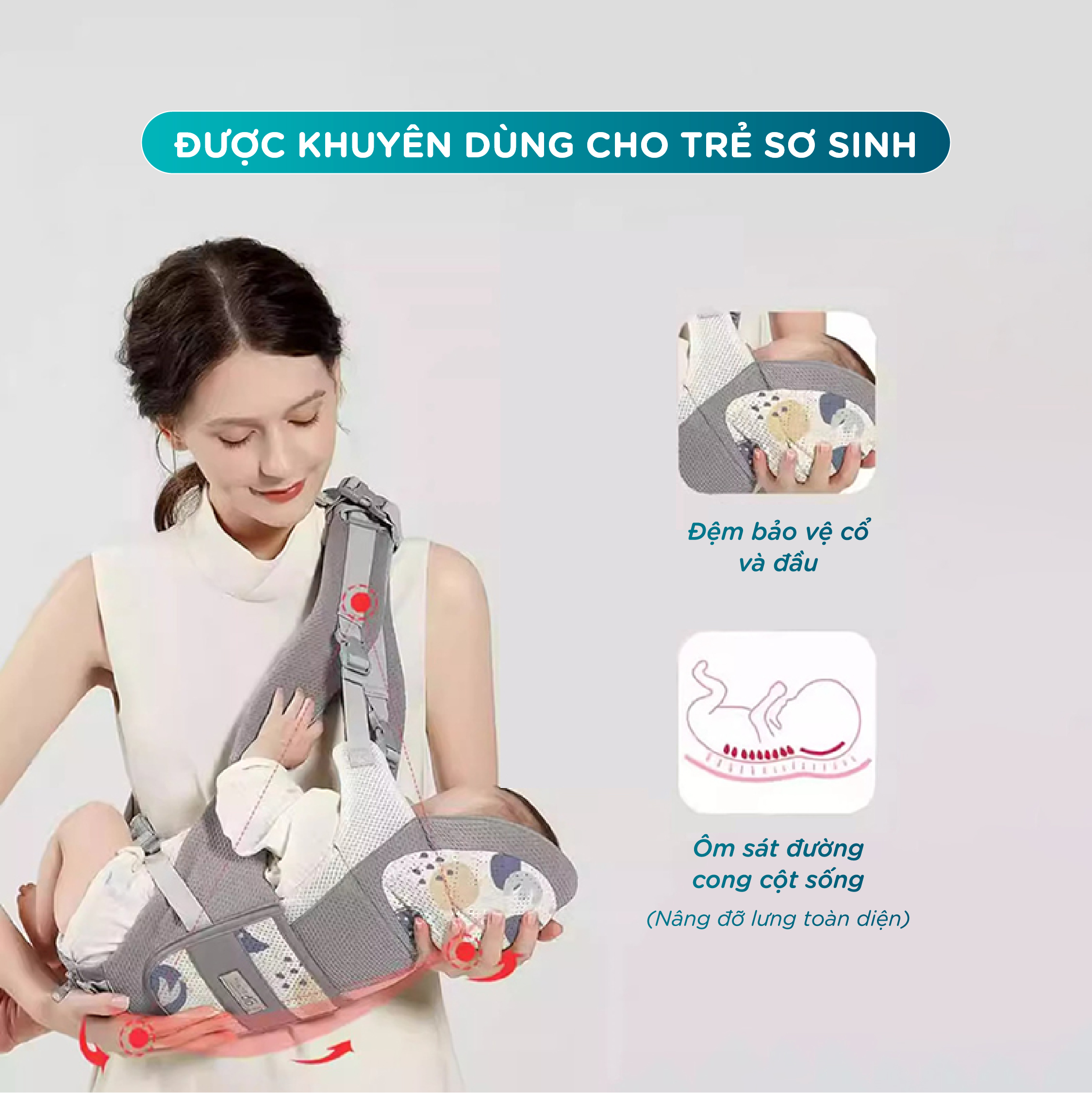 địu em bé được khuyên dùng cho trẻ sơ sinh