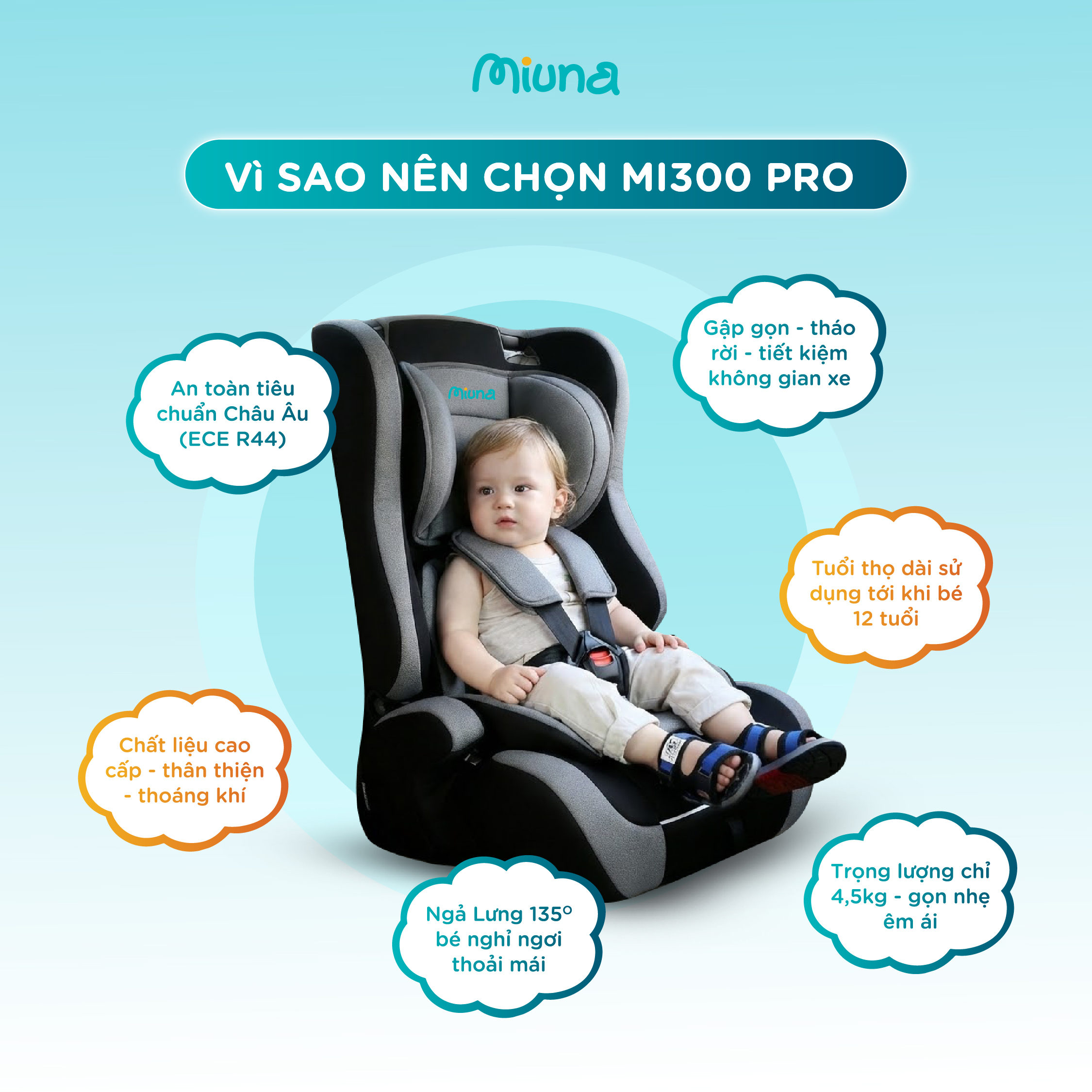 Vì sao nên chọn ghế ô tô trẻ em mi300pro
