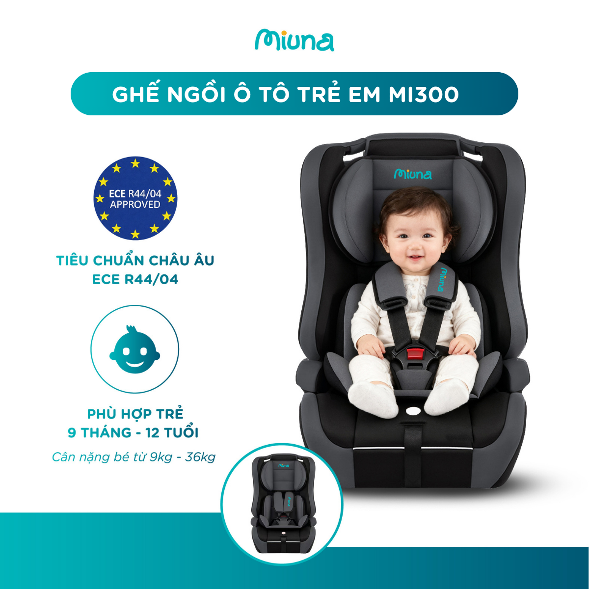 Ghế ngồi ô tô cho bé Miuna MI300