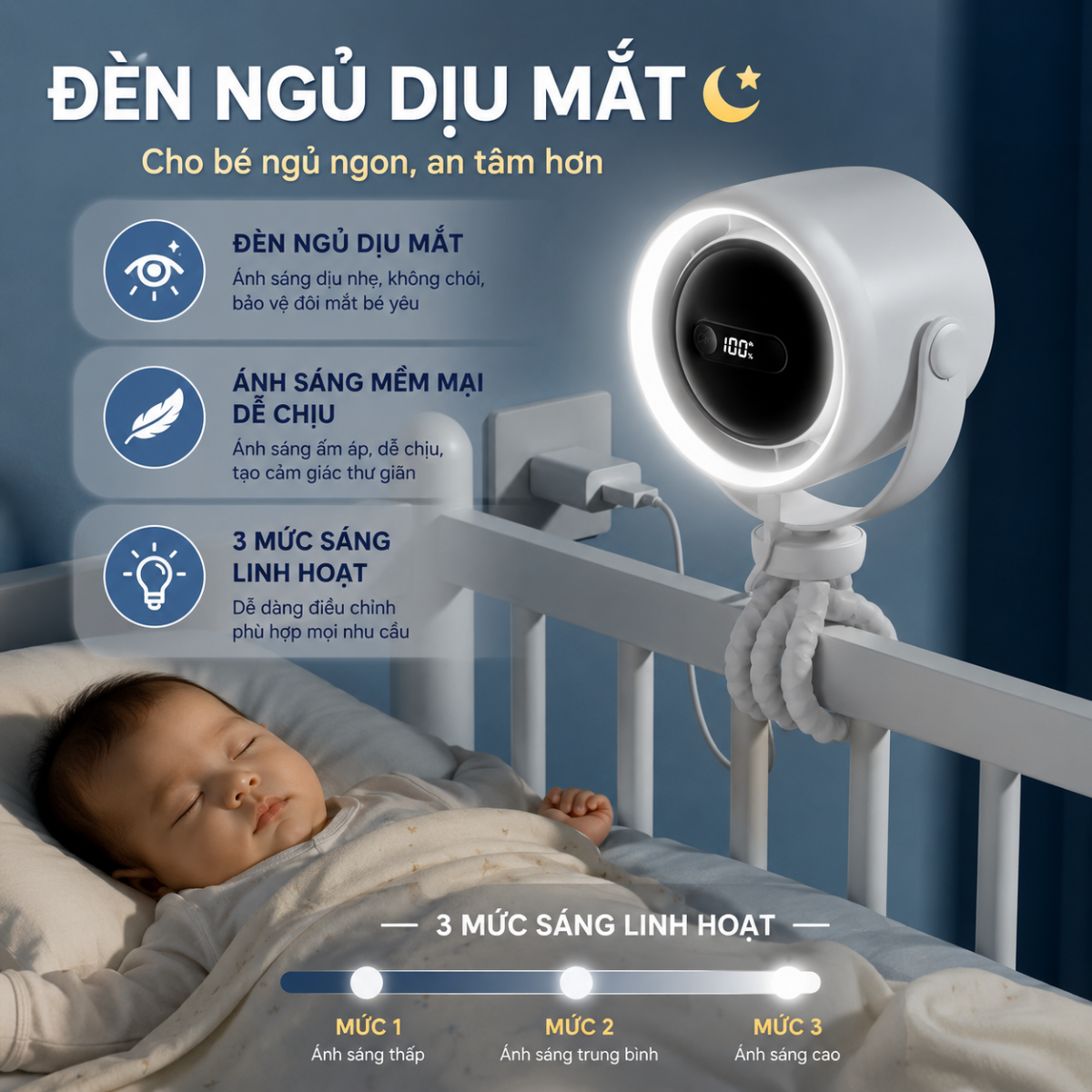 Quạt điện mini cho bé chân bạch tuộc kẹp xe đẩy, xe hơi, nôi, cũi đa năng - Ảnh 5