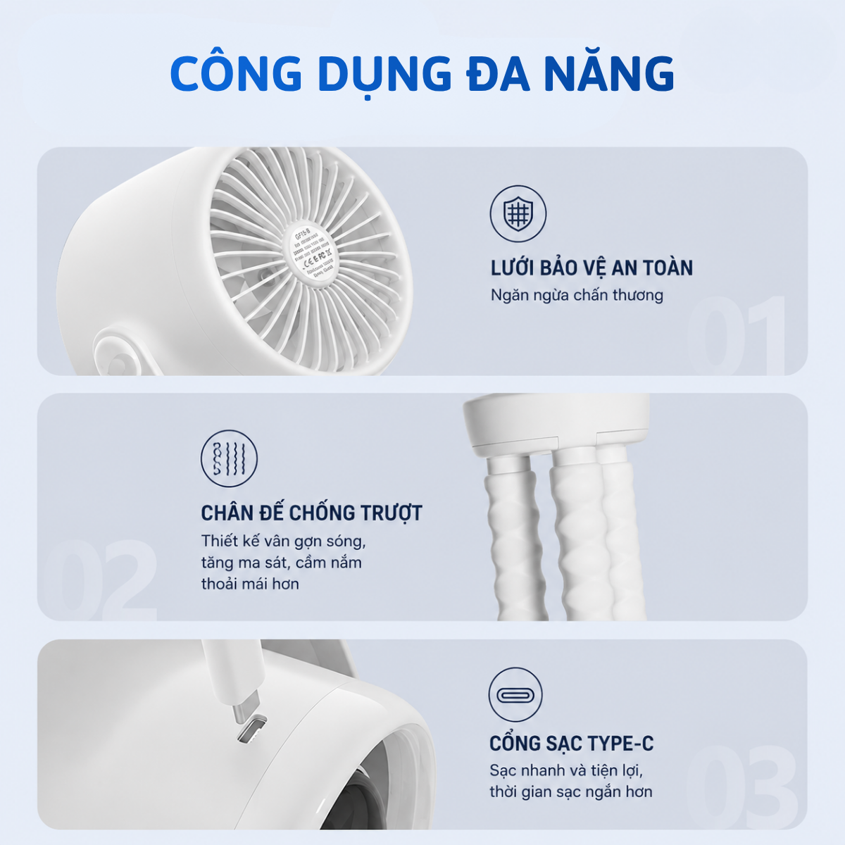 Quạt điện mini cho bé chân bạch tuộc kẹp xe đẩy, xe hơi, nôi, cũi đa năng - Ảnh 10