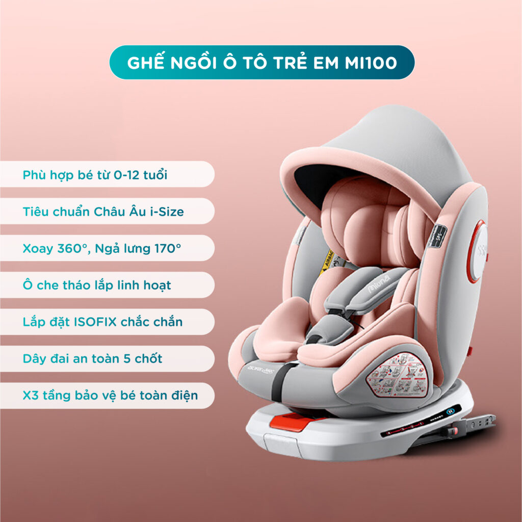 Ghế an toàn trẻ em Miuna Mi100 đạt chuẩn i-Size