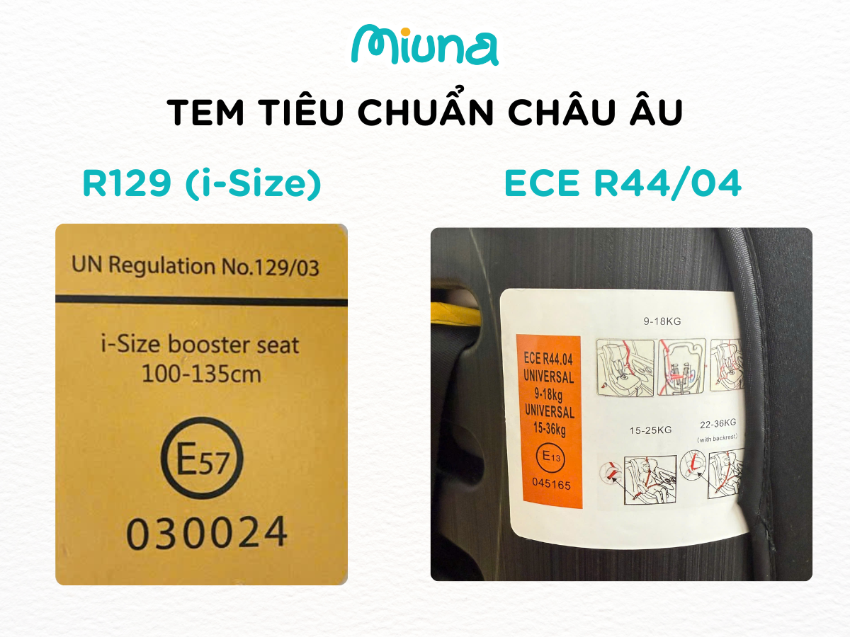 Luôn kiểm tra tem nhãn chứng nhận trên ghế trẻ em ô tô