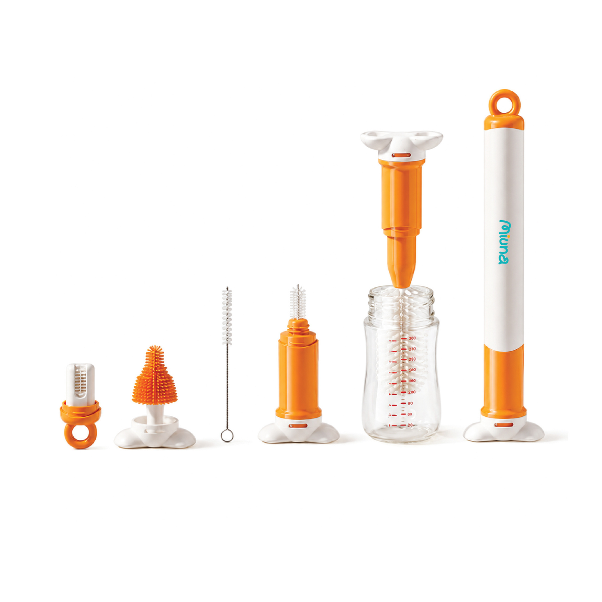 Cây Cọ Rửa Bình Sữa Miuna CB06 - Bộ 6 Món, Đầu Cọ Silicon Mềm